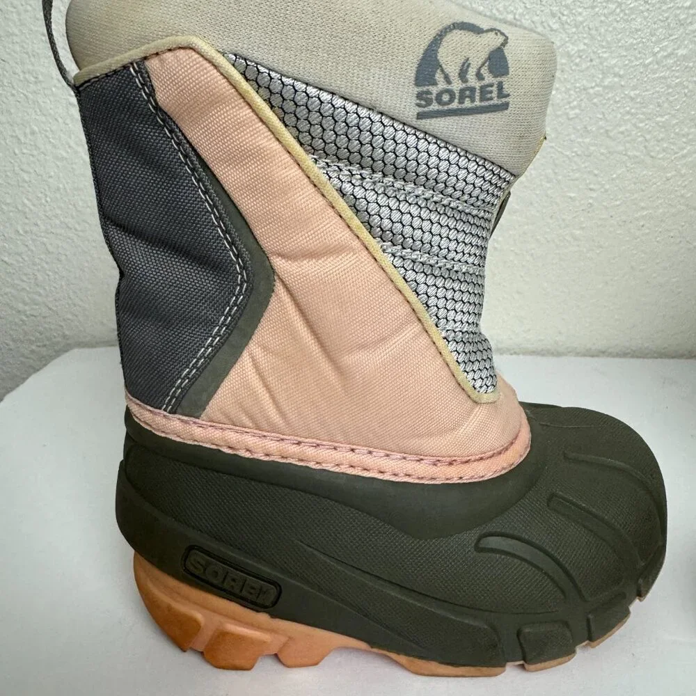 Sorel Snow Patrol Insulated Winter Warm Snow Boots Front Zip Girl's Sz 8